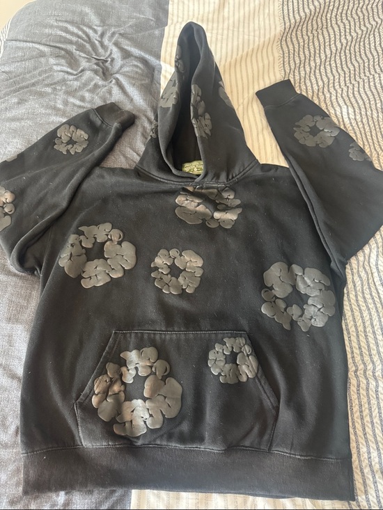 Other - Black on black denim tear hoodie